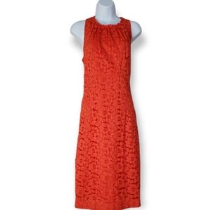 NWOT Trina Turk orange lace high neck Sally shift dress Womens 12